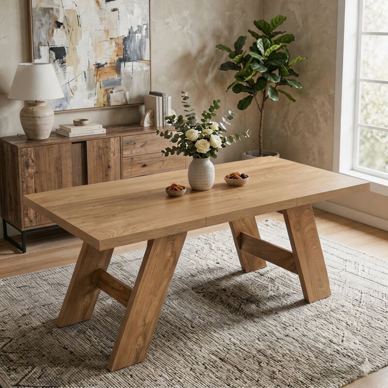 Whisen Dining Table with V-Leg, MDF Space-Saving for Home Kitchen image number 2