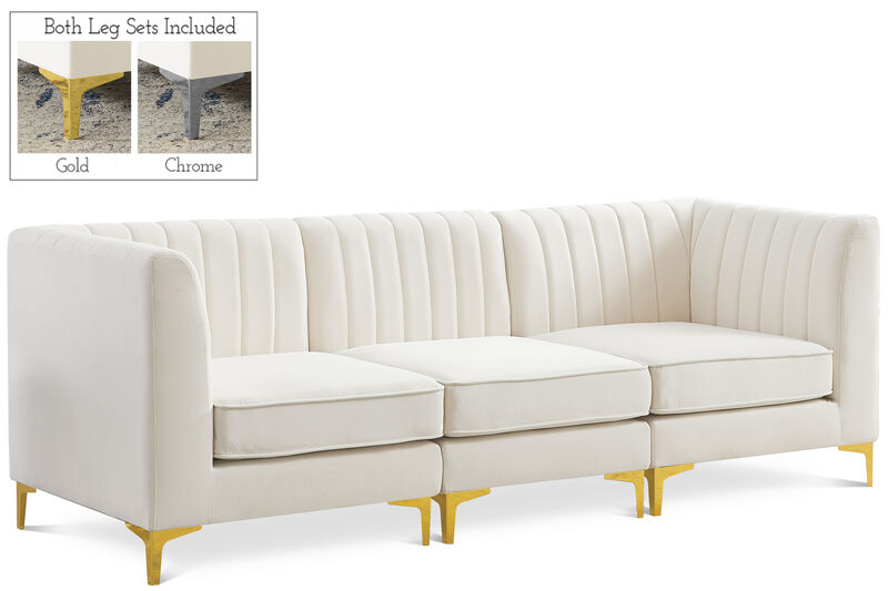 Meridian Furniture Alina Cream Velvet Modular Sofa