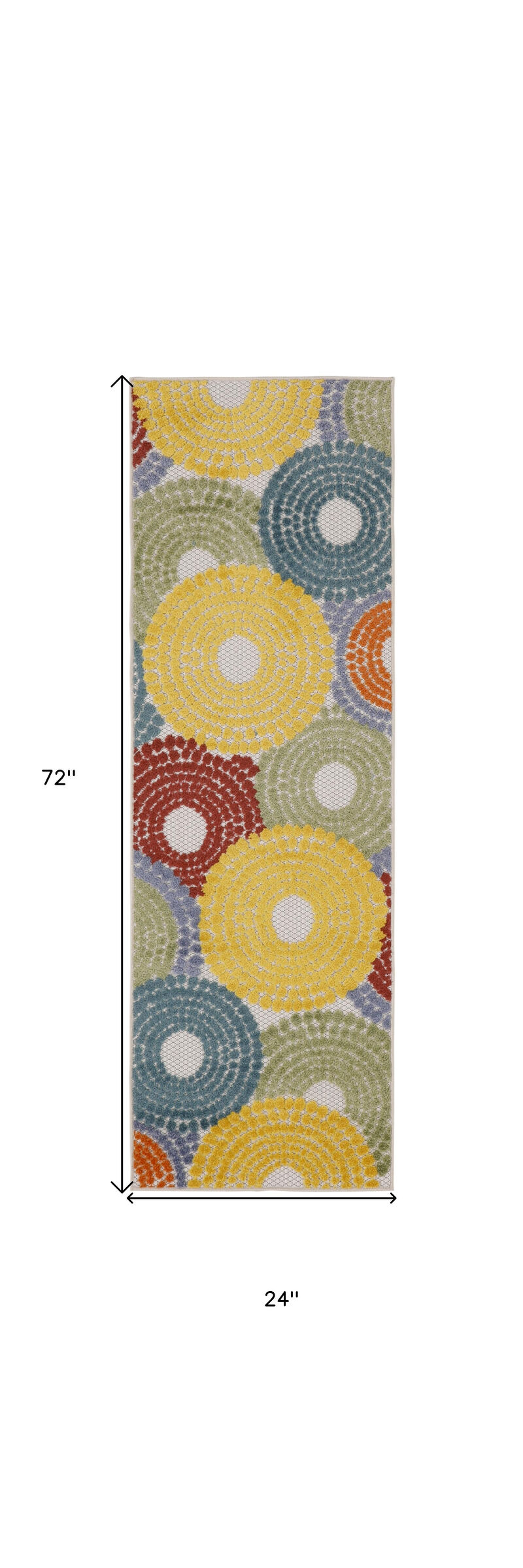 HomeRoots 6' Blue Yellow Blue Red And Green Medallion Indoor Outdoor Area Rug image number 6