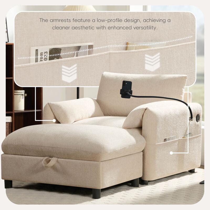 Merax Single Sofa with Storage Ottoman
