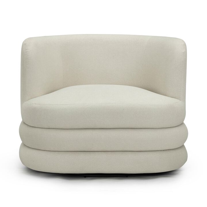 TOV Furniture Astor Cream Faux Mohair Swivel Hotel Lounge Chair