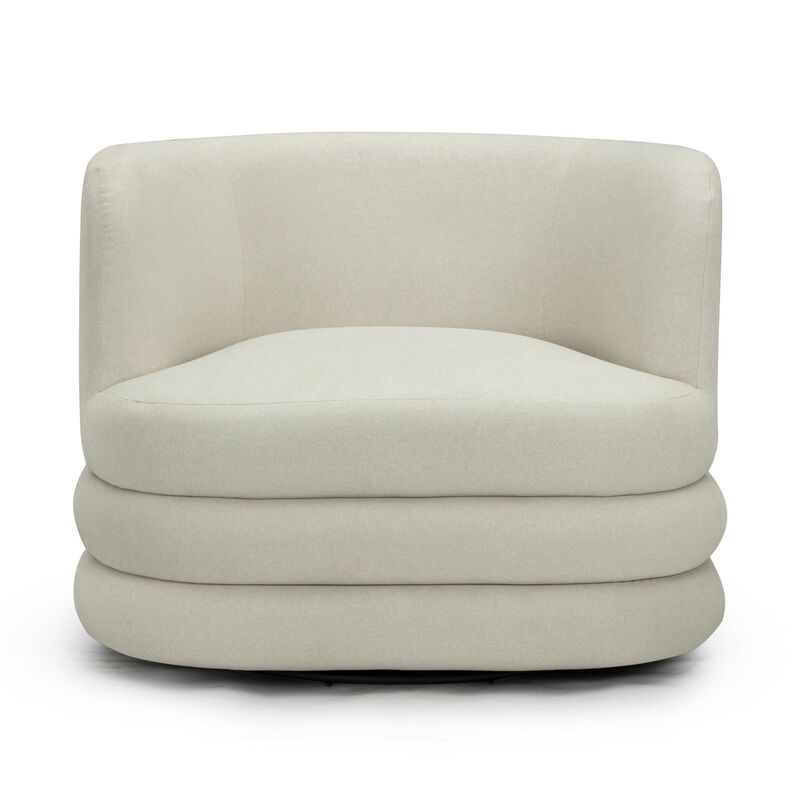 TOV Furniture Astor Cream Faux Mohair Swivel Hotel Lounge Chair image number 0