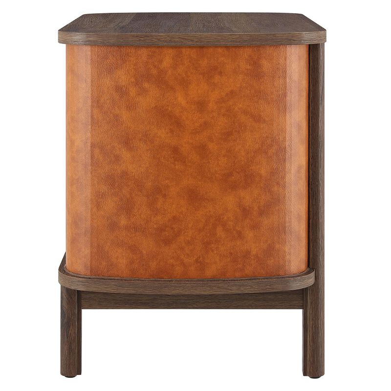 Coralie Curved Leather Nightstand with Drawers image number 5