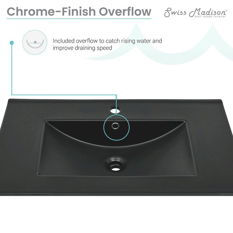 30" Vanity Top Bathroom Sink in Matte Black image number 4