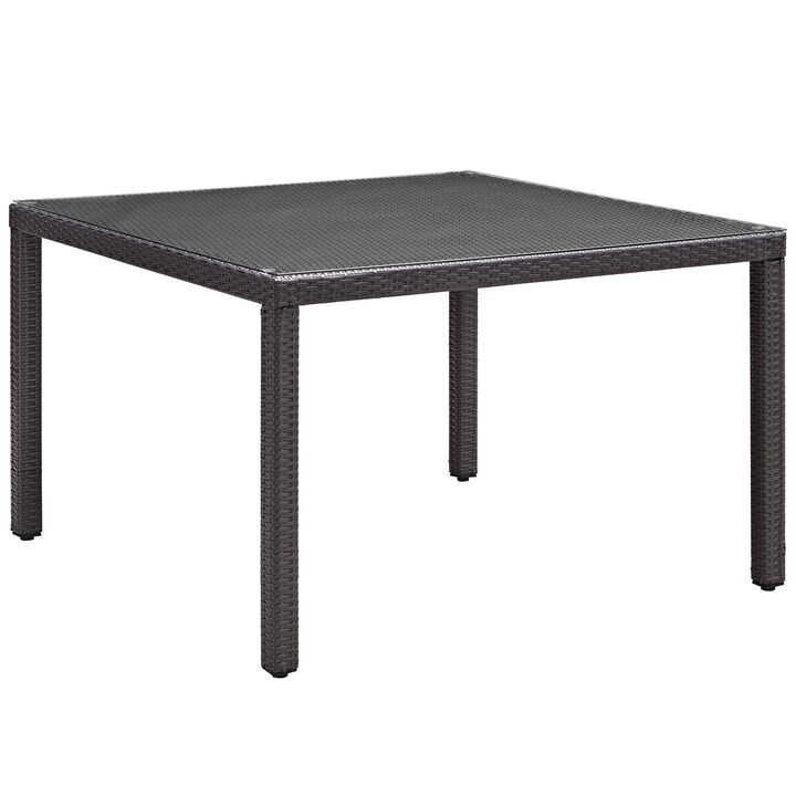 Modway - Convene 47" Square Outdoor Patio Glass Top Dining Table Espresso