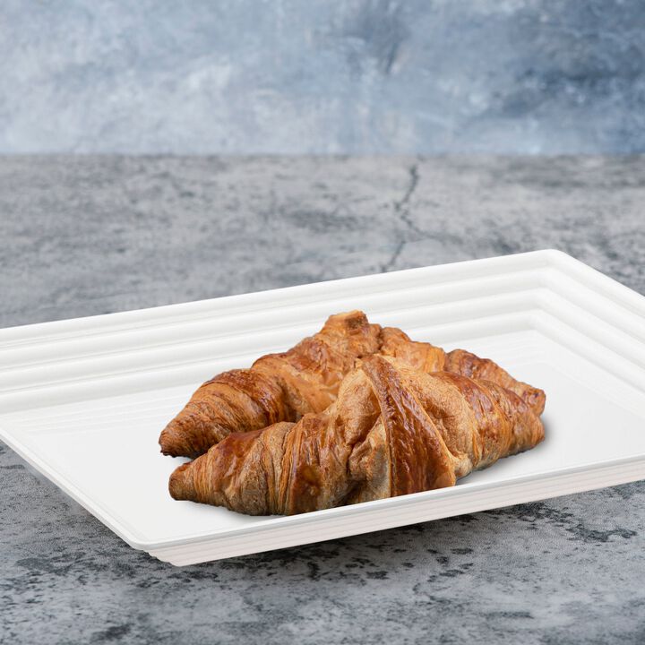9" x 13" White Rectangular with Groove Rim Plastic Serving Trays (24 Trays)