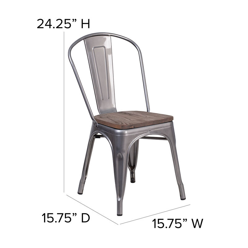 Metal/Wood Colorful Restaurant Chairs image number 4