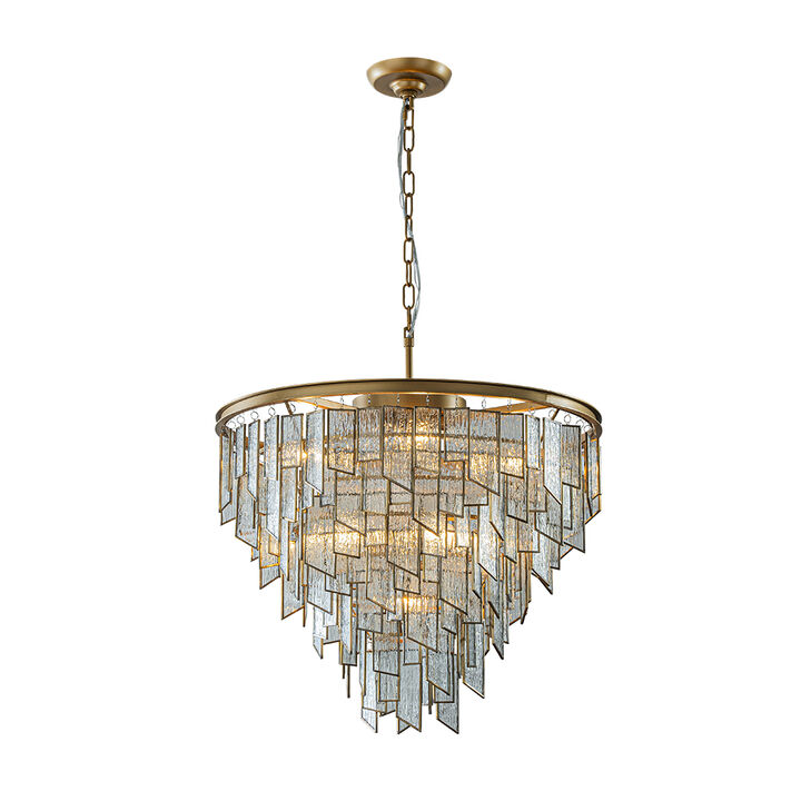 Modern Painted Brass Luxury Water Ripple Glass Chandelier for Living Room