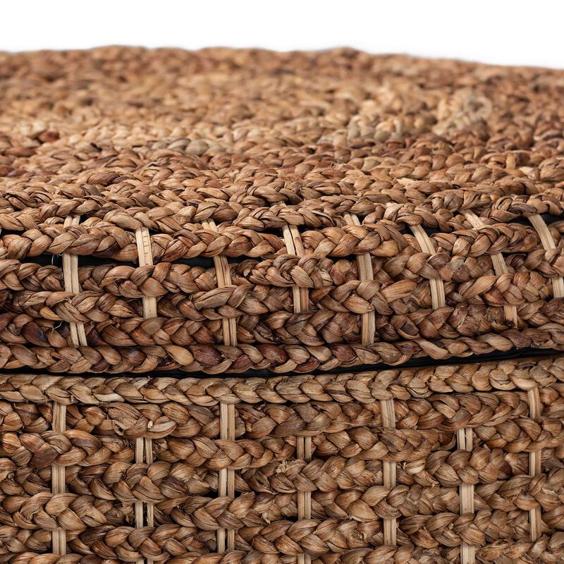 bali & pari Bailey Handwoven Seagrass Storage Ottoman with Lift-Top Lid &ndash; Rustic Wicker Trunk or Footrest with Inner Compartment for Living Room or Entryway, Round image number 4