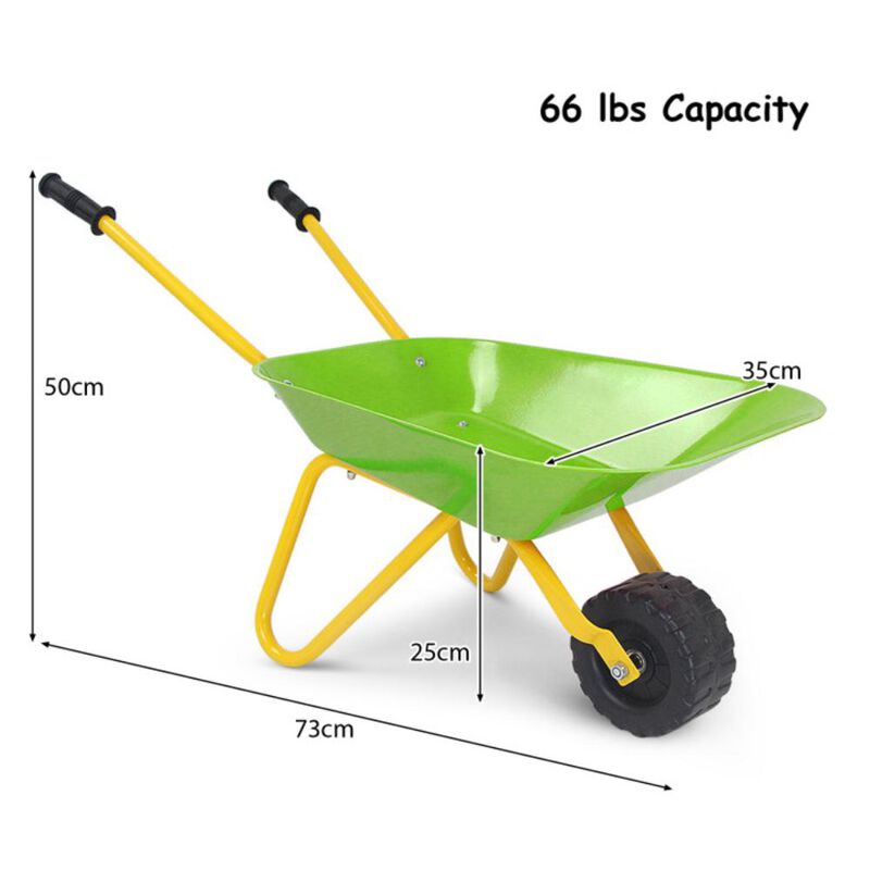 Hivvago Outdoor Garden Backyard Play Toy Kids Metal Wheelbarrow