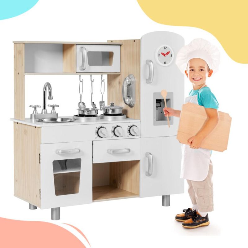 Hivvago Vintage Play Kitchen Pretend Kids Cooking Playset Toys with Water Dispense