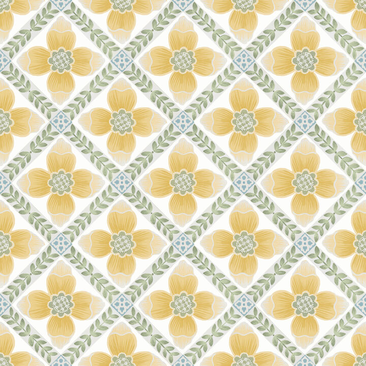 Mimi Yellow Quilted Floral Peel & Stick Wallpaper