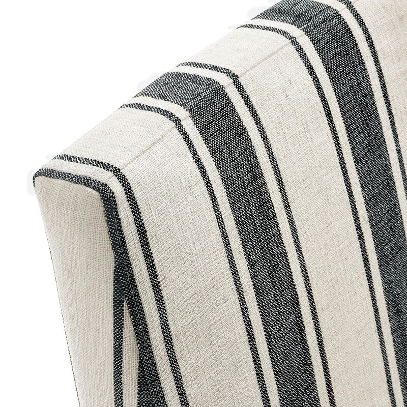 Modway Tessera Upholstered Parsons Dining Room Chair with Removable Black Stripe Striped Slipcover &ndash; Modern Linen-Like Slipcovered Dining Side Chair with Rolling Casters image number 8
