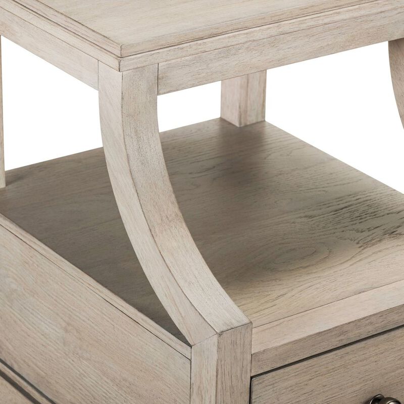 Liberty Furniture New Haven Chairside Table for Living Room Traditional - Sanctuary White Oak Wood image number 8