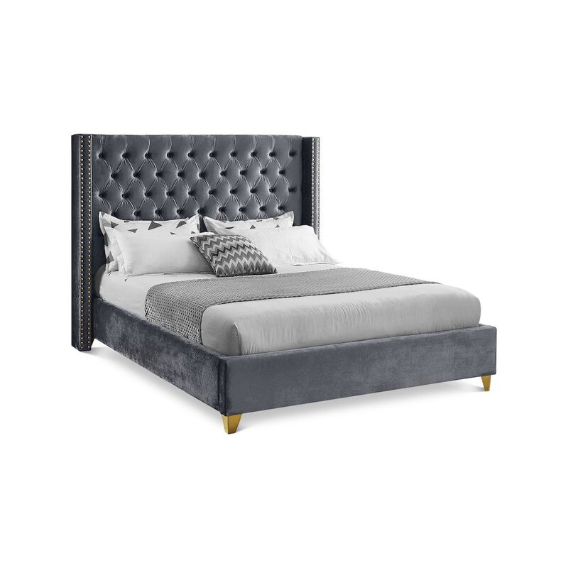 Meridian Furniture Barolo Grey Velvet King Bed