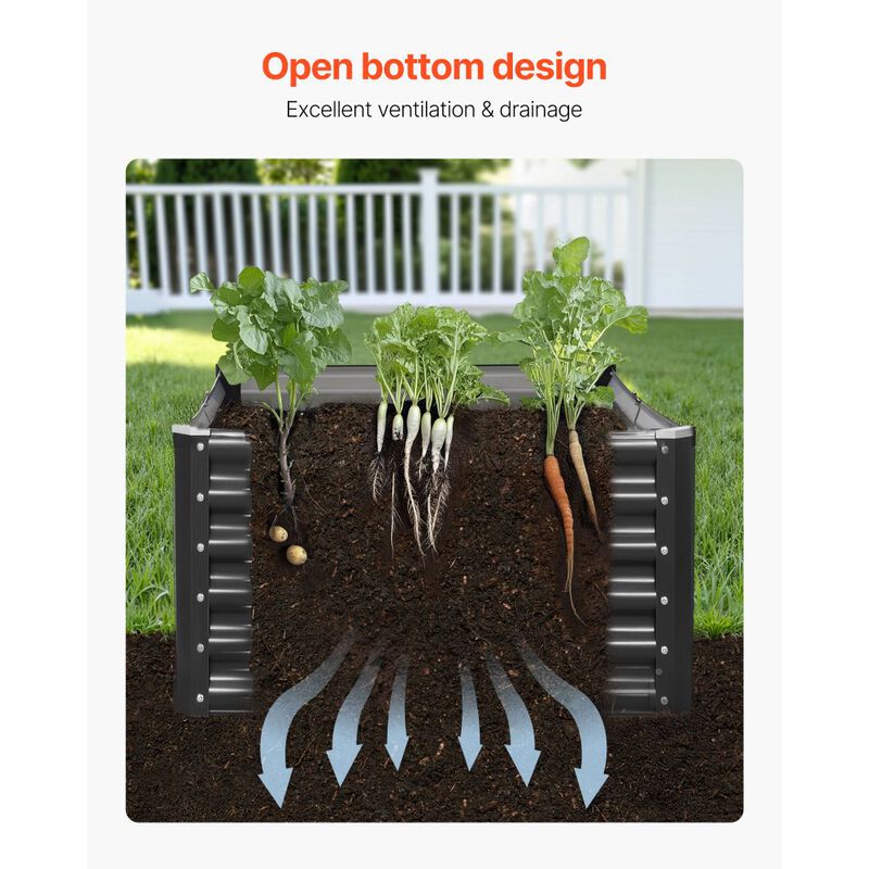 Large Metal Planter Box with Open Base for Garden Vegetables and Herbs-Dark Grey image number 4