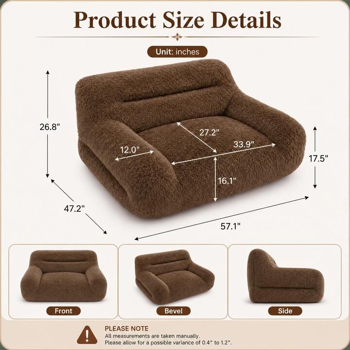 GOODSILO Oversized Modern Compressed Sofa with Plush Soft Upholstery Ideal for Living Rooms, Apartments and Cozy Small Space Seating Areas