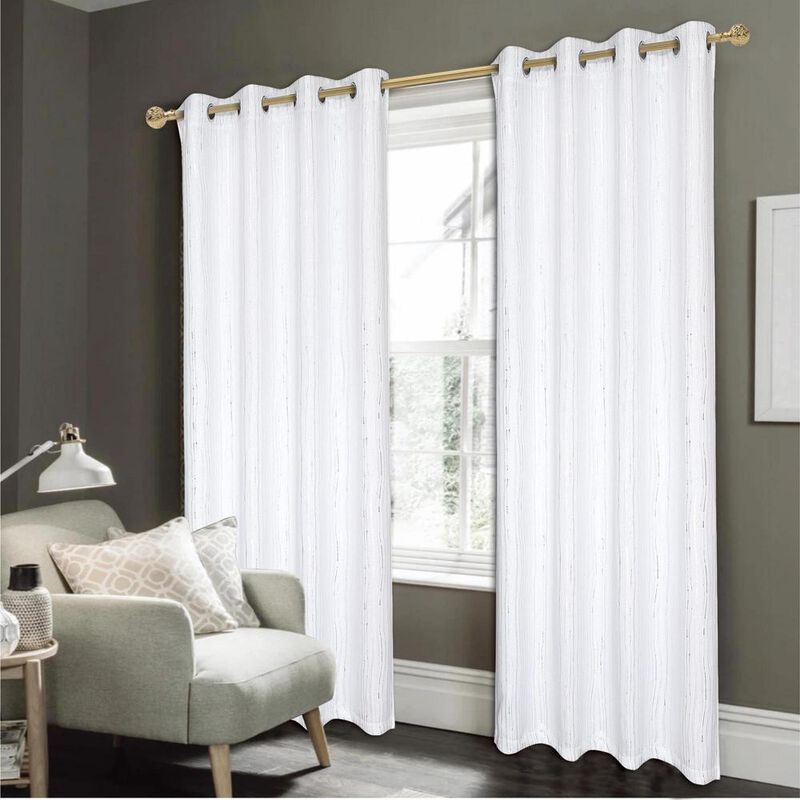 Rt Designers Collection Beautiful Iceland Metallic Blackout Grommet Curtain Panel  Drape 54" X 84"  White