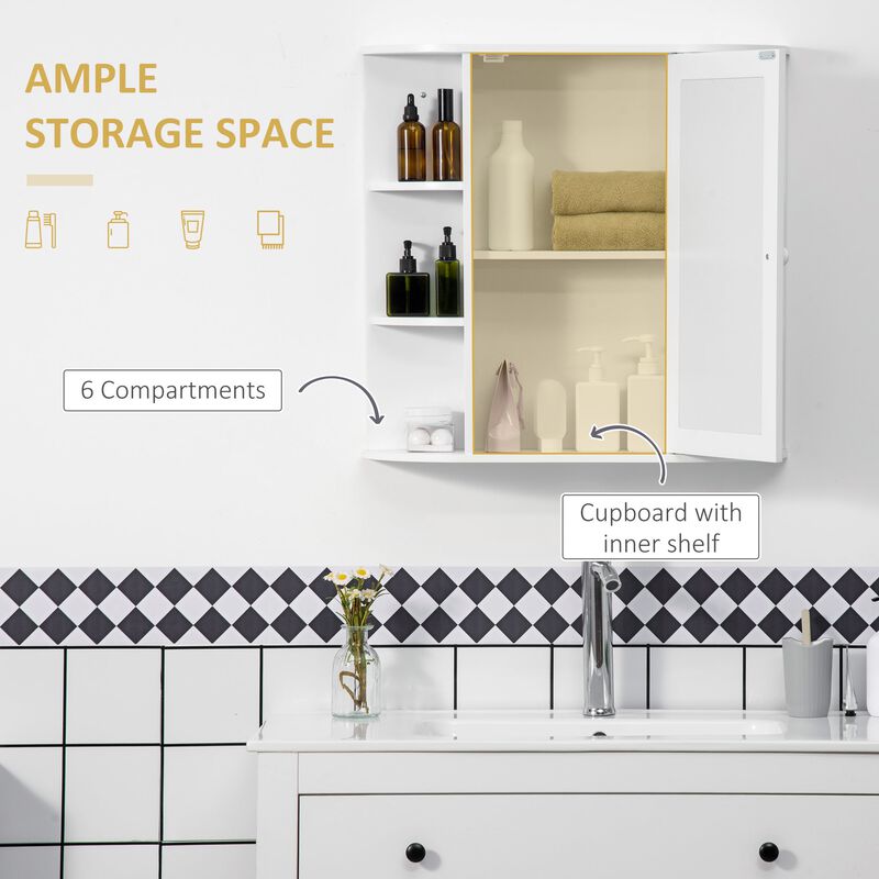 White Bathroom Organizer: Over-Sink Cabinet with Mirrored Door