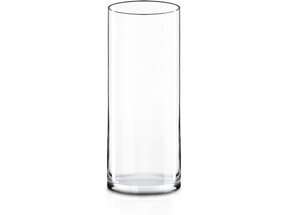 12" Clear Glass Cylinder Vase &ndash; Tall Centerpiece & Hurricane Candle Holder