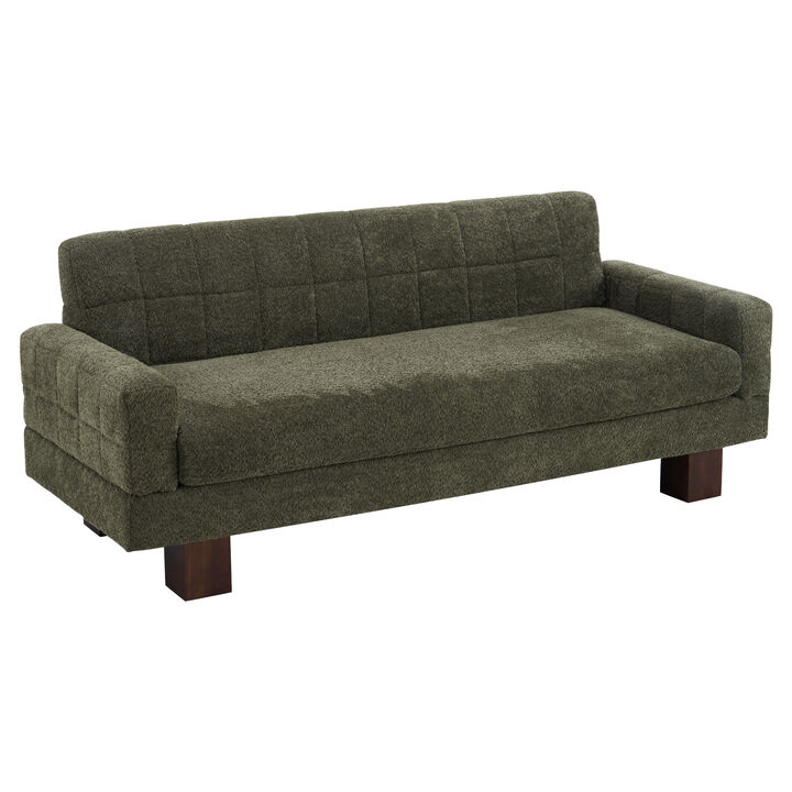 Merax Boucle Loveseat with Biscuit Tufted Back & Square Arms