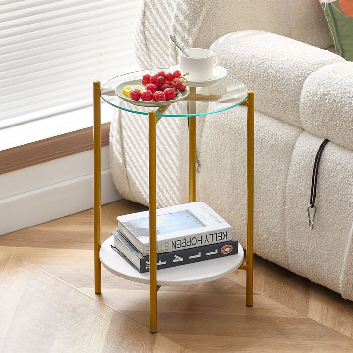 Hivvago 2 Layered Indoor and Outdoor Metal Coffee Table for Home and Office