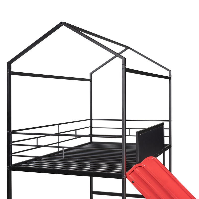 Merax Metal House Bed Loft Bed with Slide image number 7