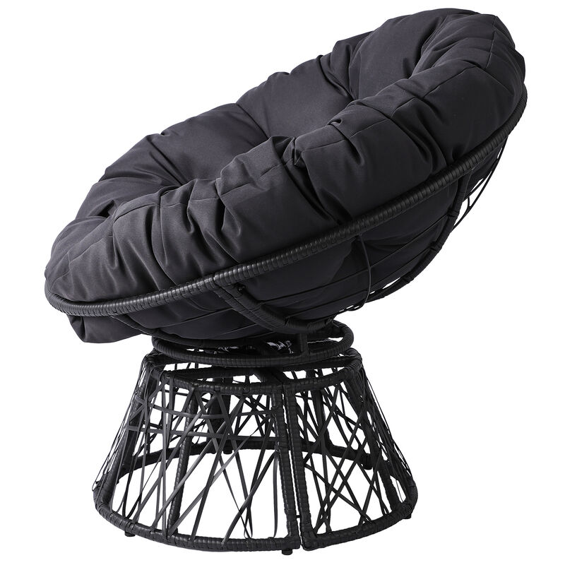 Comfortable Swivel Papasan Chair with Sturdy Wicker Frame and Soft Cushion, 360&deg; Rotating Seat for Living Room or Study image number 1