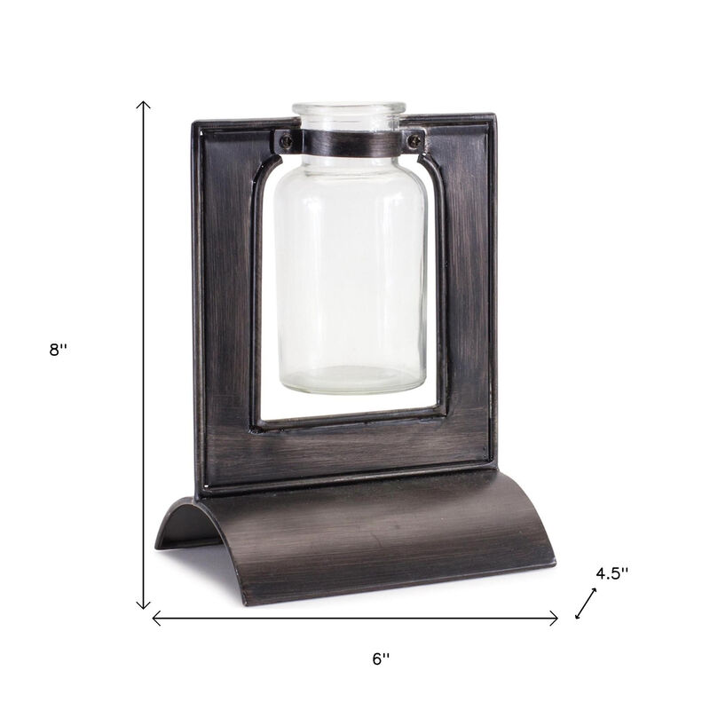 HomeRoots 8" Black Metal Round Table Vase image number 3