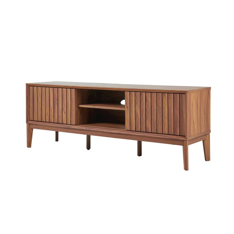 Jonathan Y Gennaro Farmhouse 3-Storage Sliding Door TV Stand Fits TVs With Cable Management