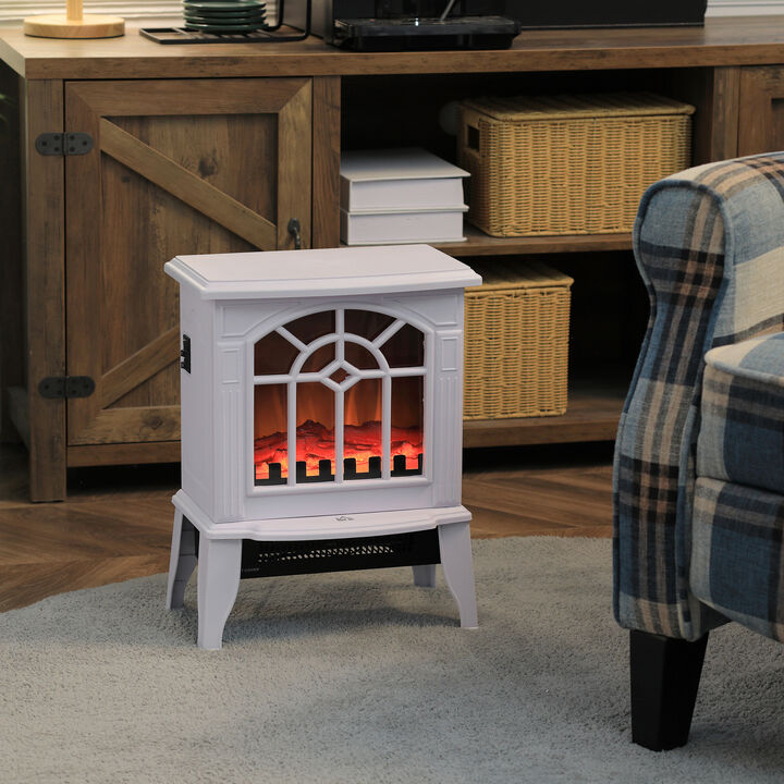 Portable Electric Fireplace Stove, 18" Freestanding Fireplace Heater with Realistic Flame, Overheating Protection