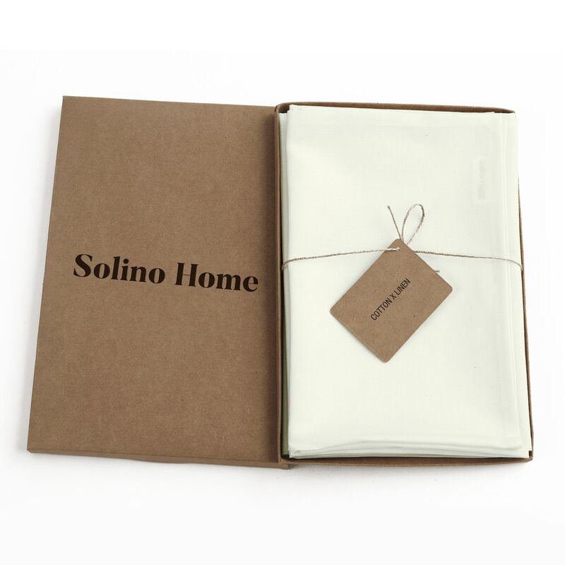 Solino Home Dru &ndash; Cotton Linen Plain Dinner Napkins &ndash; Set of 4, 20 x 20 in, Machine Washable, Holiday and Everyday Dining