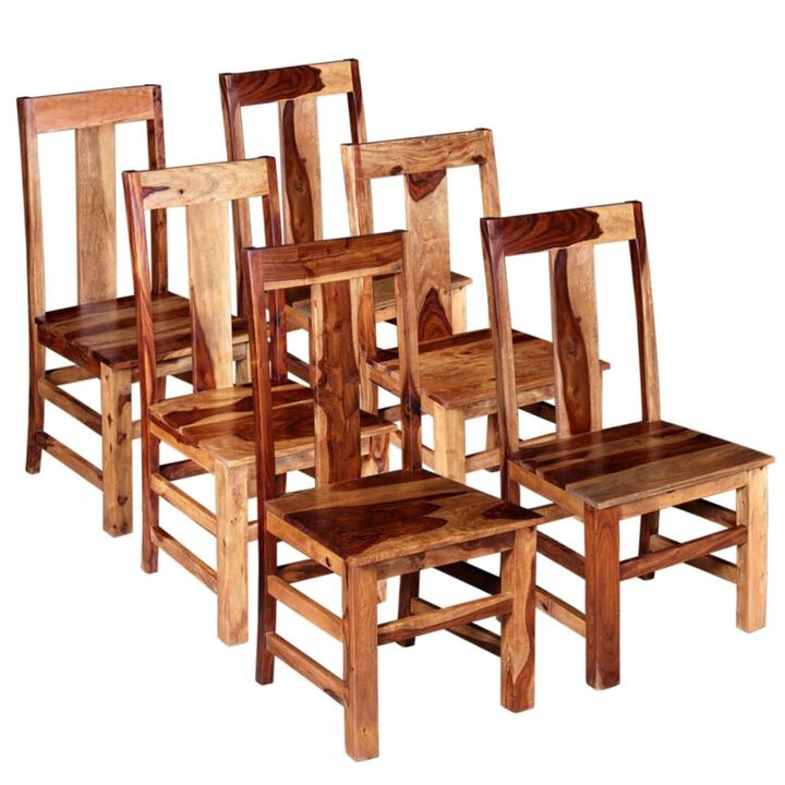 vidaXL Dining Chairs 6 pcs Solid Sheesham Wood