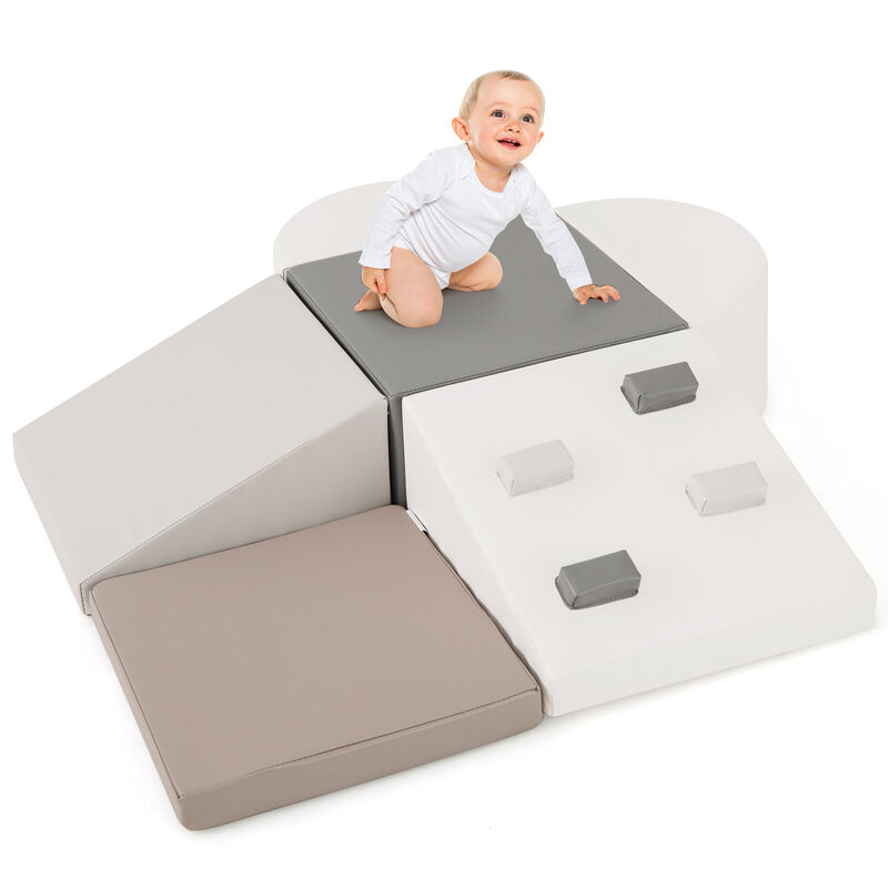6-Piece Foam Play Set for Toddlers with Climbing Triangle and Slide Ramp image number 0