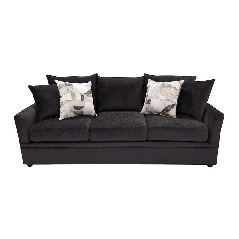 New Classic Furniture Sylvie Polyester Upholstered Sofa in Dark Gray
