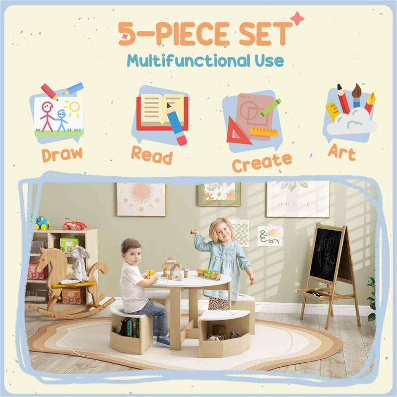 Kids Table and Chairs Set Sturdy Play & Learning Furniture for Toddlers
