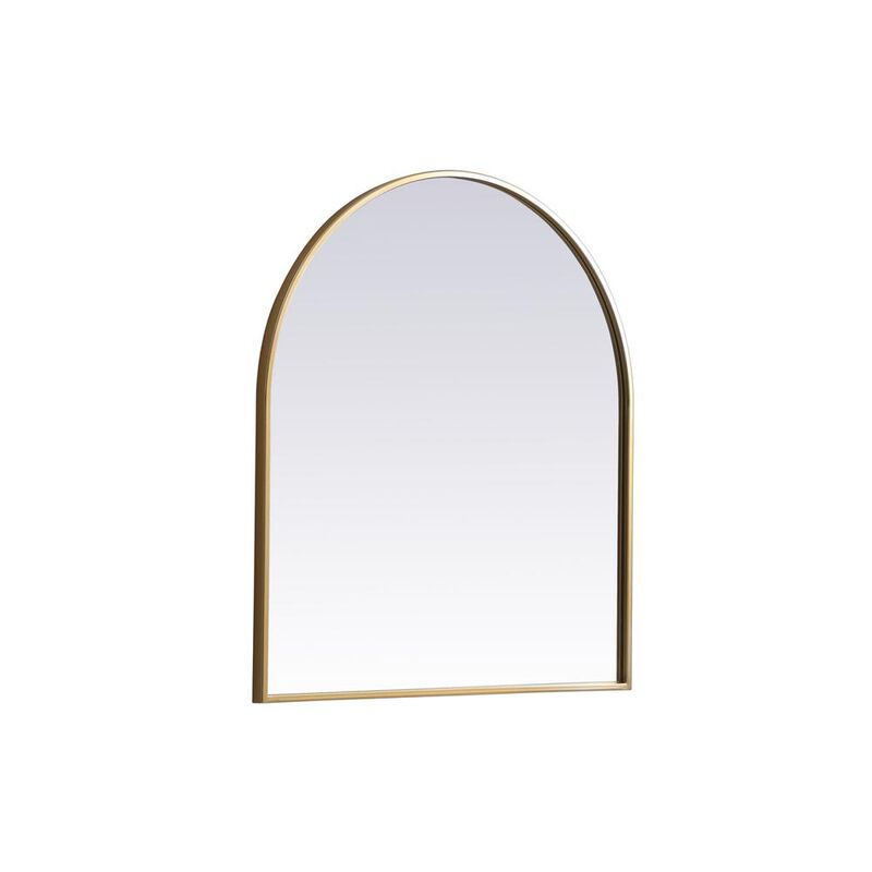 Elegant Decor Metal Frame Arch Mirror 27x30 Inch in Brass