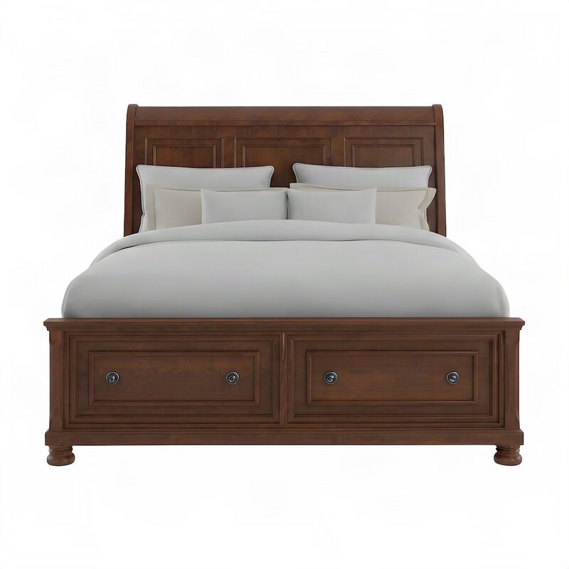 FurniFact Queen Sleigh Platform Bed Frame with Storage Drawers, Headboard image number 1