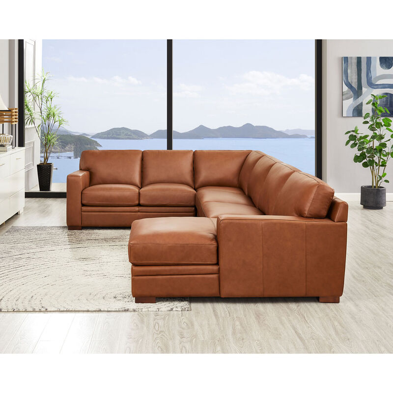 Dillon Top Grain Leather U-Shaped Sectional with Right Chaise