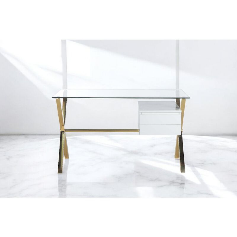 Pangea Home Gold Beverly Desk Small White