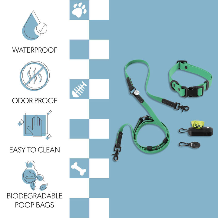 Luna Adjustable 6-in-1 Waterproof Hands-Free Leash and Collar with LED Flashlight