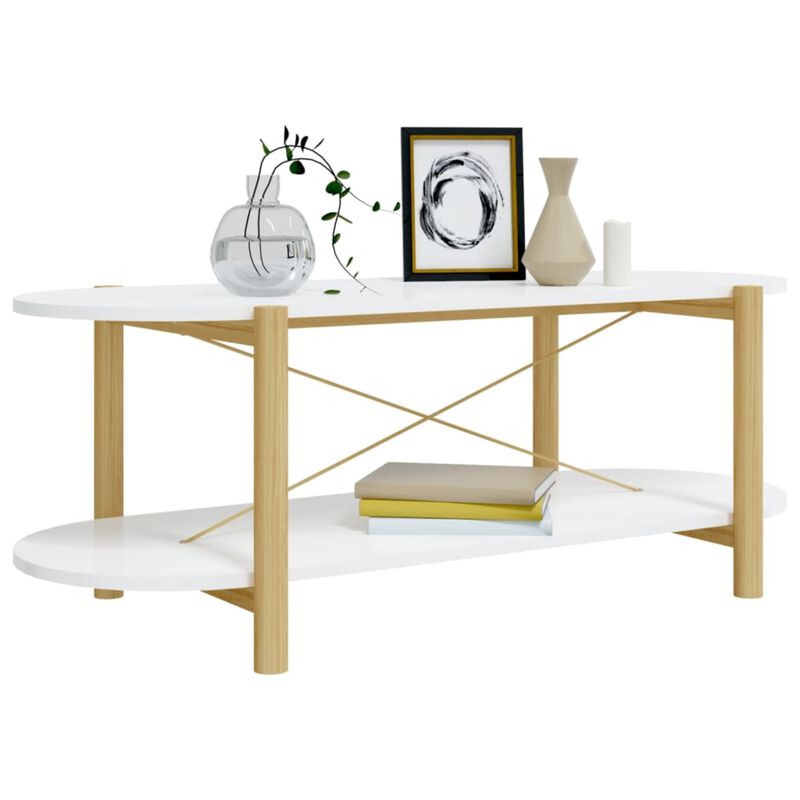 vidaXL Scandinavian Style Coffee Table in White - Sturdy Engineered Wood Construction with Smooth Finish & Ample Storage - Assembly Required