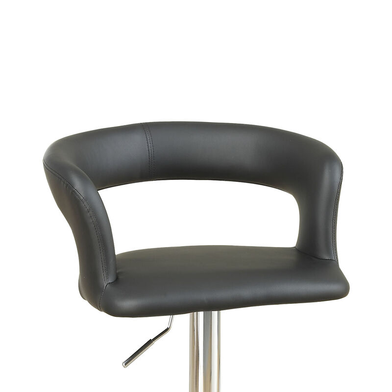 Set of 2 PU Bar Stools with 360 Degree Swivel Design, Black