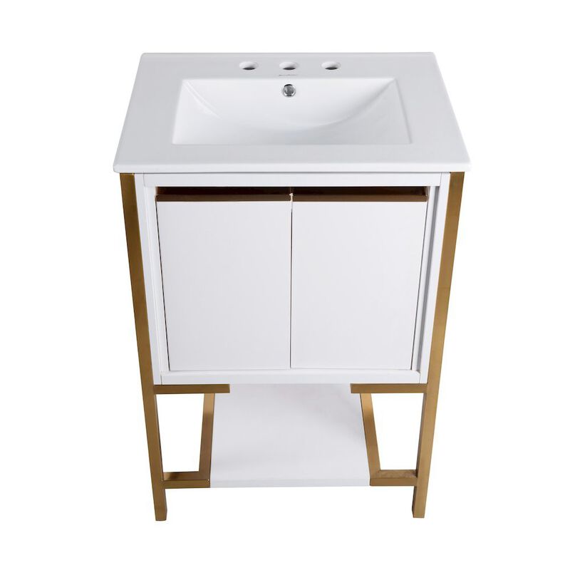 Marseille 24 in. White Bathroom Vanity with 3-Hole Ceramic Sink Top image number 3