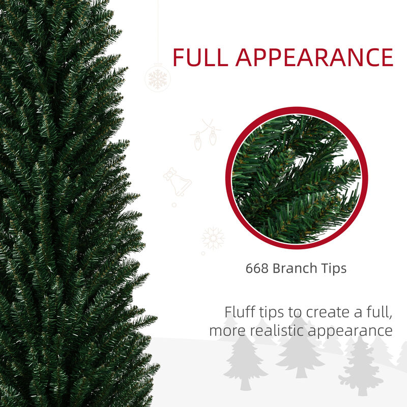 BreeBe 8 ft Prelit Artificial Christmas Tree Skinny Pencil Design with Base image number 5