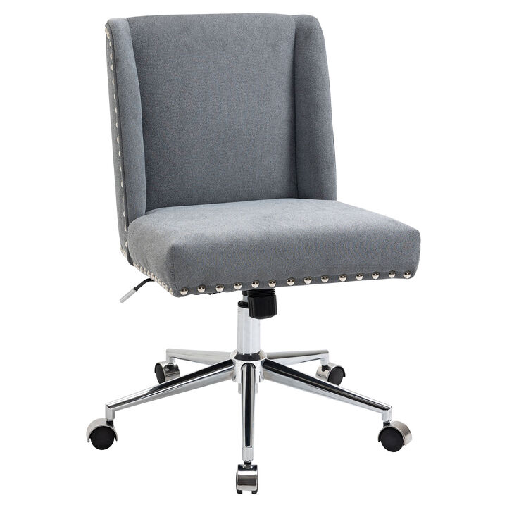 Vinsetto Mid Back Home Office Chair, Task Chair with Tilt, 360° Swivel, Padded Desk Chair with Adjustable Height, Grey