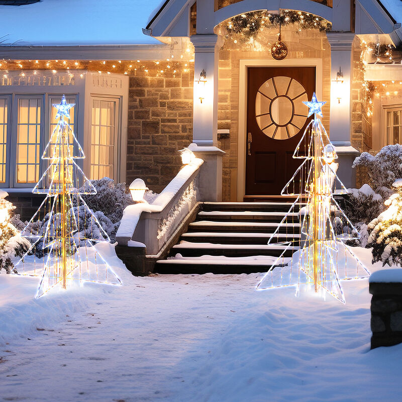 5 Feet Animated Christmas Tree with Warm and Cold LED Lights