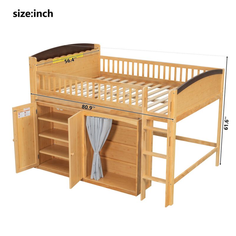 Flidre Wood Kids Loft Bed Featuring LED Lighting image number 9