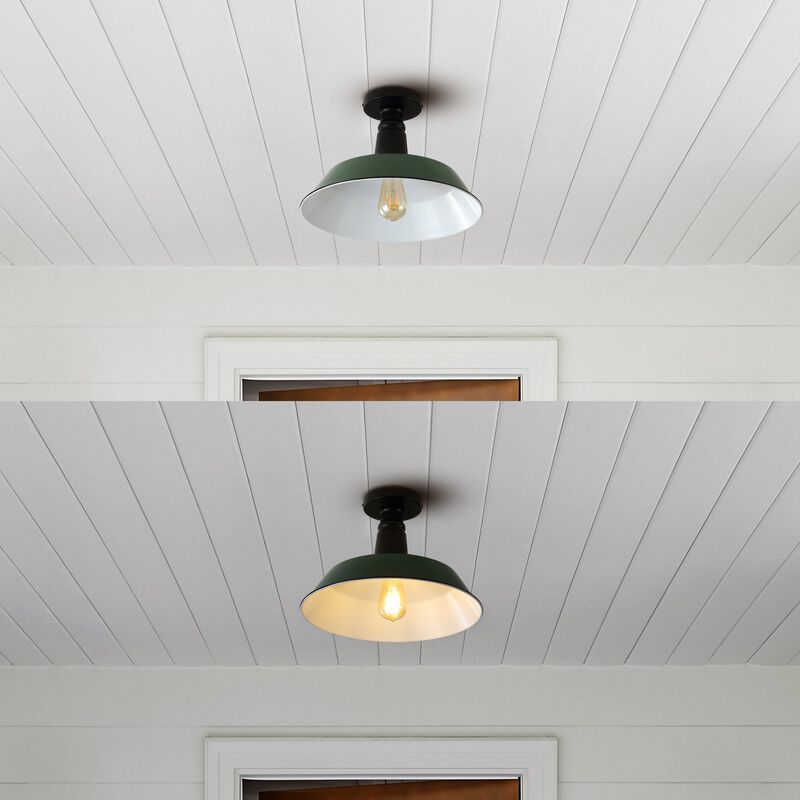 Camila Classic Industrial Indoor/Outdoor Iron LED Semi Flush Mount