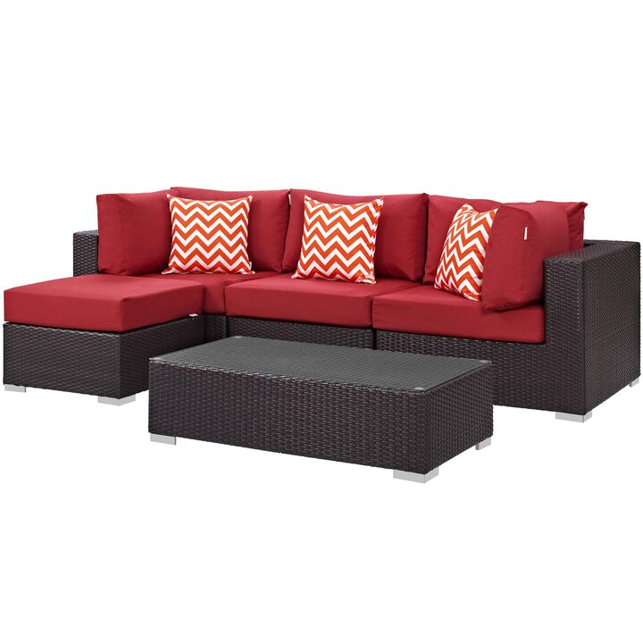 Convene Outdoor Sectional Set - Durable Rattan & Aluminum Frame - Weather-Resistant Cushions - Patio Sofa Set with Ottoman & Coffee Table